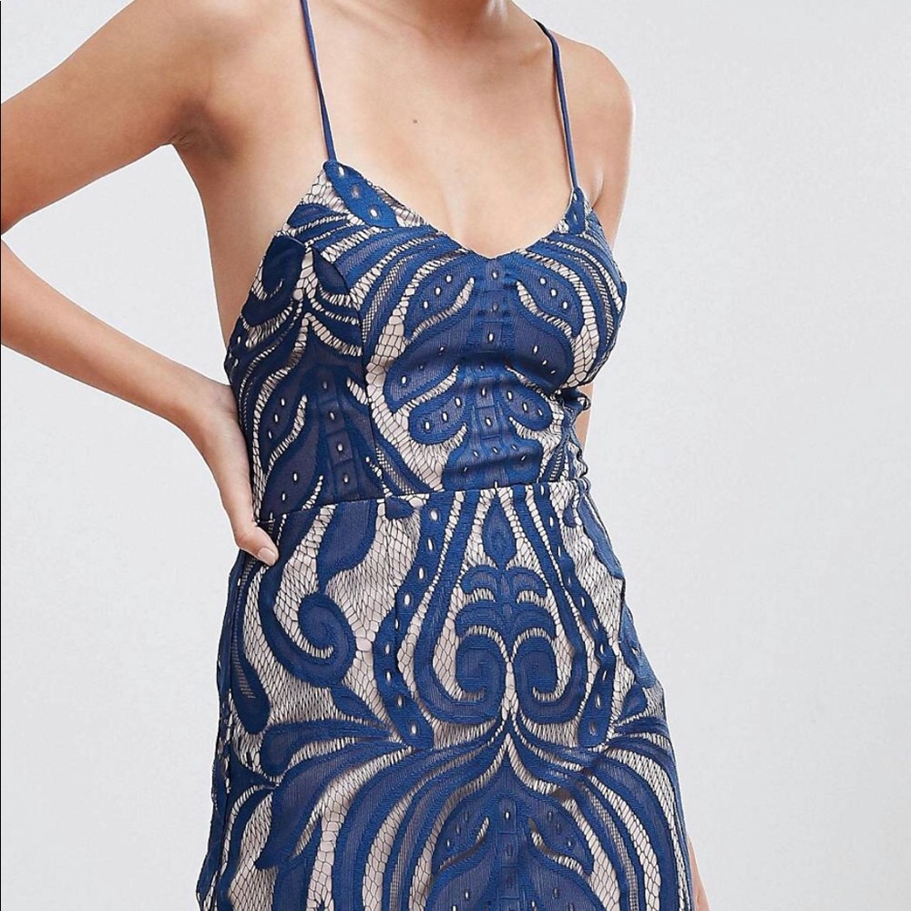Strap lace dress with fringe detail